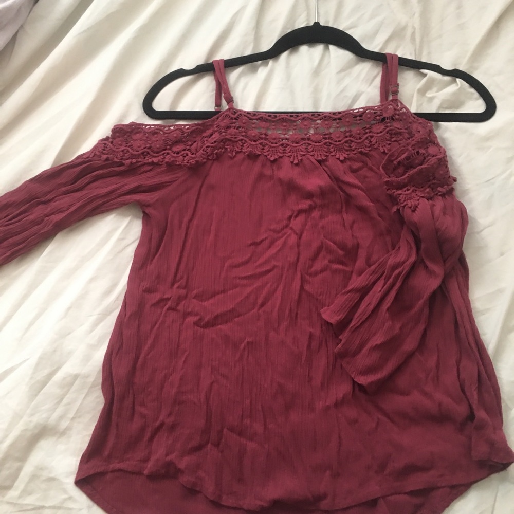Cute Off the Shoulder Maroon Top